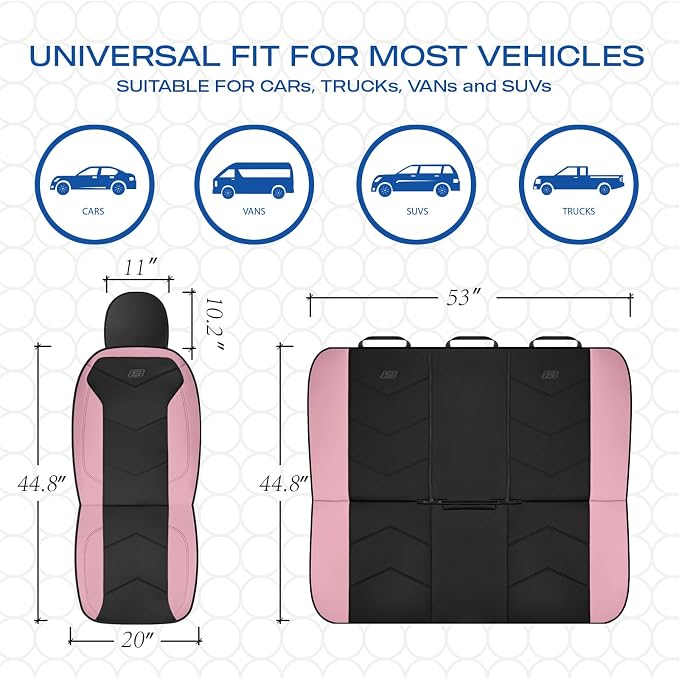 Skechers Memory Foam Seat Covers,Leather Car Seat Covers, Ultimate Comfort & Support Seat Covers Full Sets Airbag Compatible, Automotive Universal Fit Most for SUVs, Vans, Sedans, Cars, Trucks,Pink - Image 8