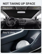 Proadsy Custom Fit 2014-2018 Kia Forte Windshield Sun Shade, Blocks Heat | 240T Heat Shield, Drops Temp 54°F, Blocks 99% UV, Prevents Dashboard Cracking, Summer Parking & Beach Trips, Easy Twist-Fold - Image 9