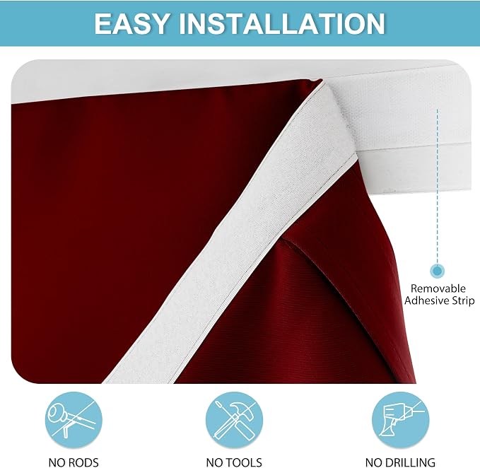 RYB HOME Blackout Door Curtain for Patio Front Tricia French Door Window | Thermal Insulated, Self Adhesive, Privacy, For Patio Kitchen Front Entry Front Back Door Glass Window, W30 x L72, 1 Panel - Image 2