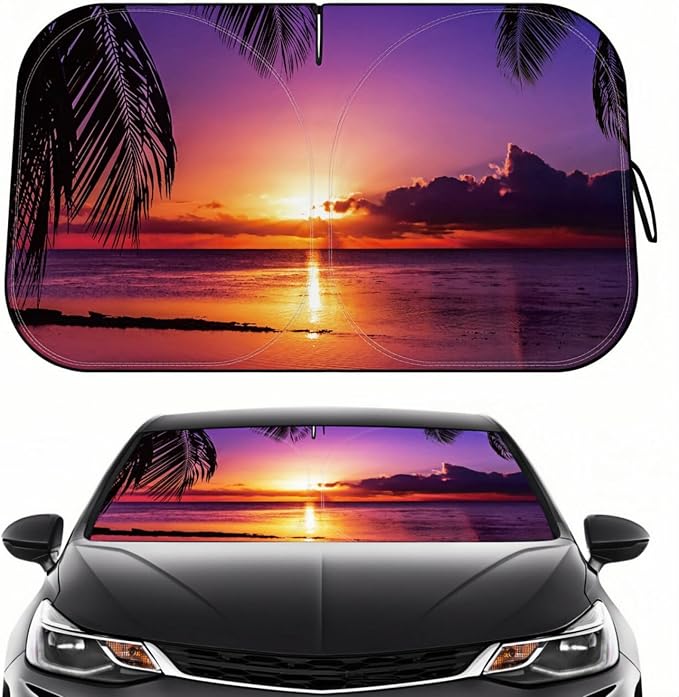 Car Windshield Sun Shade, Foldable Reflective UV Front Sunshade | 57" x 31", Sun Visor Blocks UV Rays & Keep Cool for Cars Interior, Fits Sedans, SUVs & Trucks, Foldable & Easy Storage by LEVOTIYER