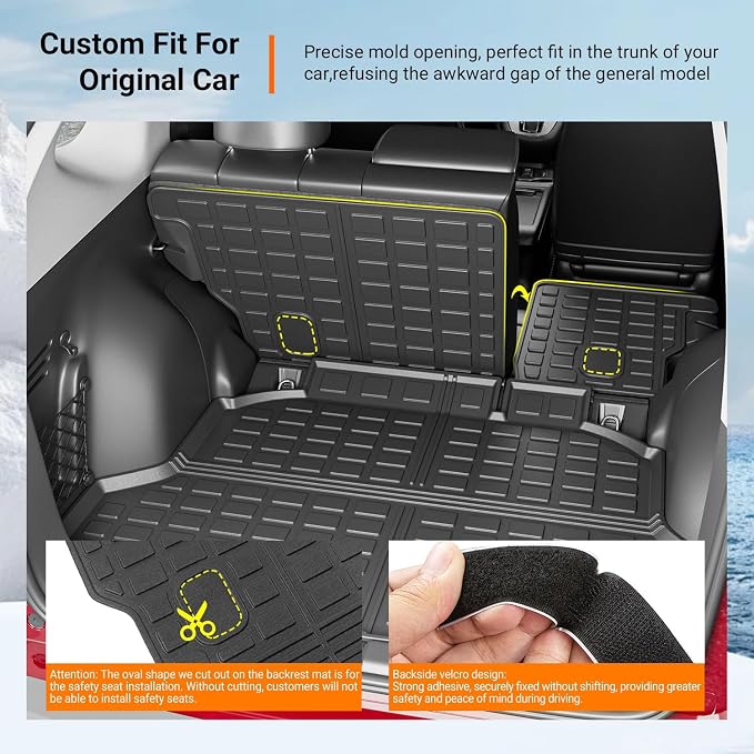 powoq Cargo Mat & Backrest Mats Compatible with 2012-2016 Honda CRV | Cargo Liner Seat Back Protector TPE All Weather Replacement for 2012-2016 Honda CRV Accessories (Trunk Mat+Backrest Mats) - Image 2