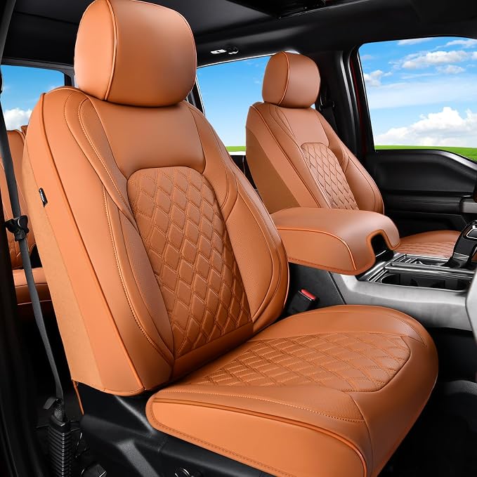 Huidasource Tacoma Car Seat Covers, 360° Full Coverage Waterproof Leather Cushion Cover Fit for Toyota Tacoma 2016-2023 SR SR5 Limited TRD Sport/Pro/Off Road All Cab Front Row(Front Pair/Brown) by Huidasource