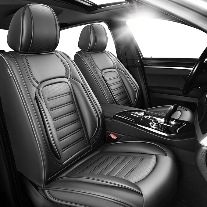 Fit Camry Car Seat Covers for Toyota Camry 2012-2025 2026 -Premium Leather, Waterproof，Breathable，All-Weather Seat Cushion Protecto & Airbag Compatible, 2 Front Seat Black by Unknown