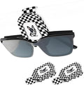2 Pack Magnetic Leather Sunglass Holder, Universal Magnetic Car Eyeglass Hanger Clip for Different Size Eyeglasses, Car Visor Accessories (Checkered Dog) by Unknown