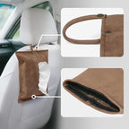kakaforsa Cloth Tissue Cover, Suede Fabric, Toilet Paper Holder, Hang Paper Towel Holder for Car Home Office Desk Travel, Cotton Face Tissues Holder, Mocha Brown - Image 3