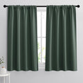RYB HOME Small Window Curtains 45 inches Length for Kitchen Cafe Bathroom | Room Darkening Curtains & Drapes, Energy Saving, Thermal Insulated, For Kids Bedroom, W42 x L45, Dark Green, 2 Panels by RYBHOME