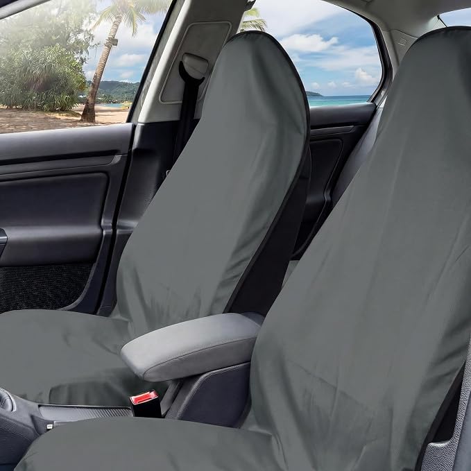 2 Pack Car Seat Towel Covers for Gym, Front Seats, Running Grey | Gym Sweat Protector for Front Seats Premium Thickened with Elastic Strap Breathable & Quick Dry Machine Washable Running - Image 5