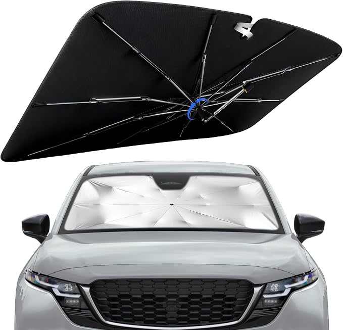 Windshield Sun Shade for Mazda CX-5 2017-2026 with 360° Rotating Shaft | Custom Fit Umbrella Sunshade for UV Blocking, Car Sun Visor Keeps Car Cool, Protects Interior & Easy Storage by Lonyaqui