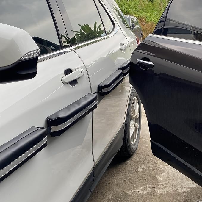 Winunite Removable Magnetic Car Door Dent Protector Black(Pack of 4) | PU leather, 3 powerful magnets, 2.5 inch thickness, night reflective strips, 2.5M elastic strap, storage bag included - Image 2