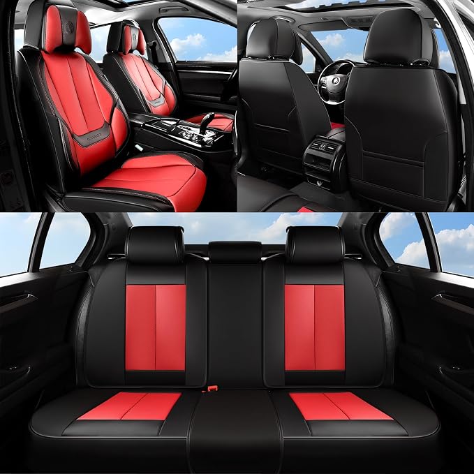 Coverado Car Seat Covers, Seat Covers for Cars, Waterproof Leather Auto Seat Protectors, Leather Car Seat Cushion, Car Interiors Accessories Universal Fit for Most Cars - Image 9