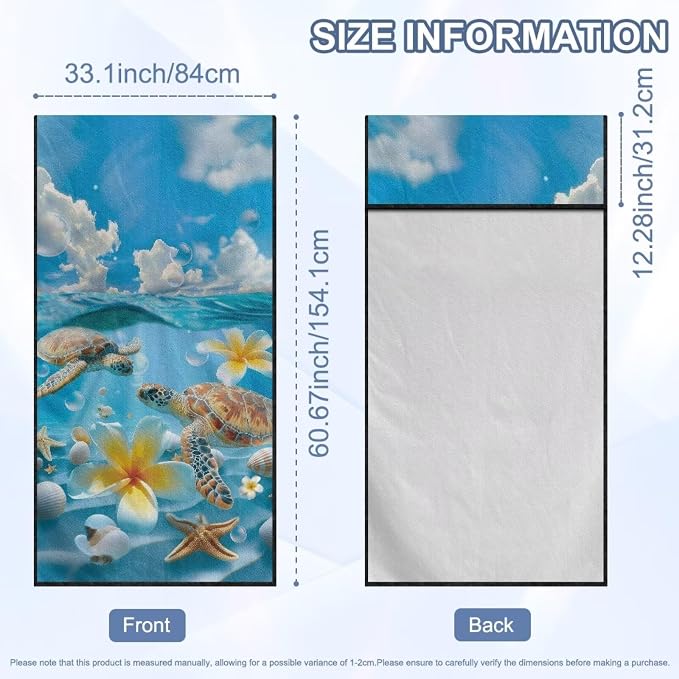Horeset Sea Turtle & Plumeria Flower Ocean Car Seat Towel Cover – Absorbent Sand Proof Sweat Protector, Universal Fit for SUV Sedan Truck, Hawaii Beach Design - Image 9