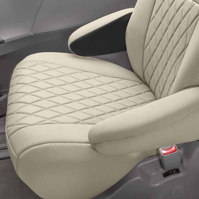 FH Group Custom Fit Car Seat Covers Specifically Made for 2011-2020 Toyota Sienna 7 Seater with Ultraflex Neoprene Water Resistant Automotive Seat Covers - Full Set Solid Beige - Image 12