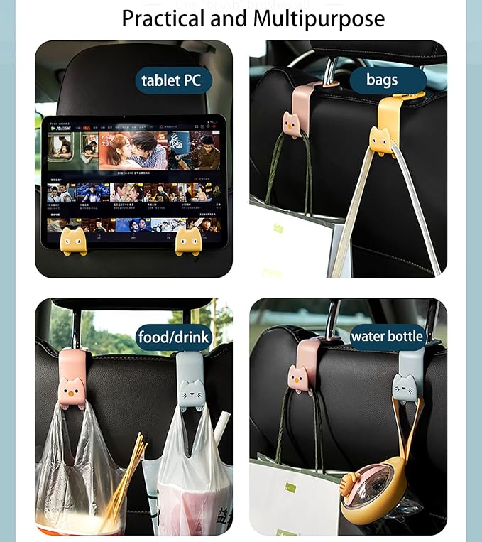 Fashion Car Seat Back Organizers, 4 Pack Universal Headrest Hooks, Bag Holder, Automobile Seat Back Hanger for Purse Bags and Coats (Random Color) - Image 7