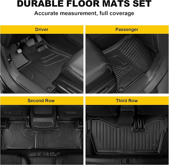 Floor Mats Fit for Honda Pilot 8 Seats 2016-2022 (No Elite Models) | TTX LIGHTING All Weather Cargo Liner with Back Seat Cover TPE Trunk Mat & Backrest Mat & Floor Liners Pilot Accessories - Image 2