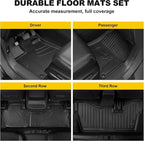 Floor Mats Fit for Honda Pilot 8 Seats 2016-2022 (No Elite Models) | TTX LIGHTING All Weather Cargo Liner with Back Seat Cover TPE Trunk Mat & Backrest Mat & Floor Liners Pilot Accessories - Image 2