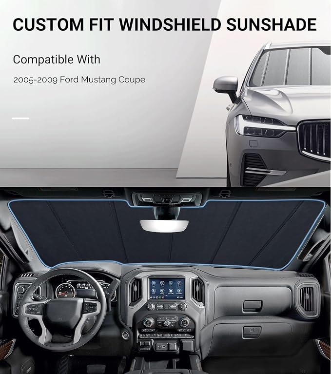 Pigenius Windshield Sun Shade for Ford Mustang Coupe 2005-2009 - Safeguard - Image 2