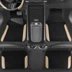 CAR PASS Waterproof Car Floor Mat, Universal Fit Car Mats with Driver Heel Pad, Leather Car Carpet, Anti-Slip Nibbed Backing Floor Mats for SUV, Vans,Sedan,Truck, Automotive Floor Mats (Black Beige) - Image 3