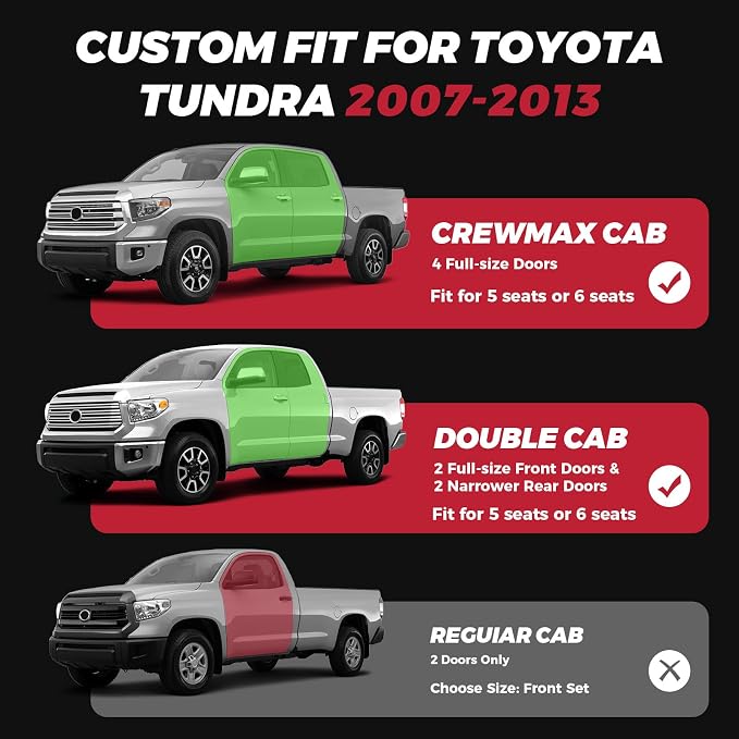 FREESOO Custom Leather for Toyota Tundra Seat Covers 2007-2013 Crewmax Cab | Fit for Crewmax Cab 5 Seats, Full Set, 60/40 Split Bench, Faux Leather, for Truck Toyota Tundra Accessories, BlackGrey - Image 2
