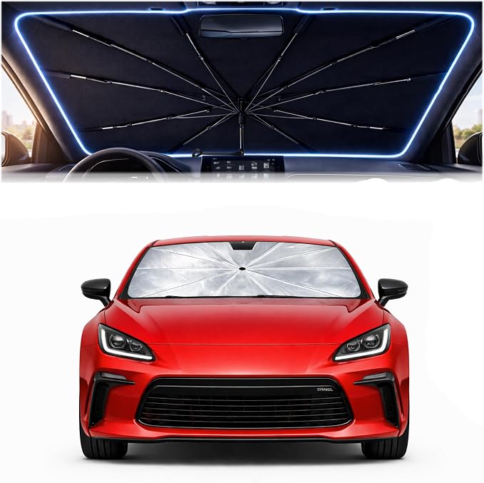 Car Windshield Sun Shade Umbrella for Toyota 86 2017-2026 | Custom Fit For Toyota 86 2017-2020/Toyota GR86 2022-2026/Scion FR-S 2013-2016 ,Easy Install,UV Protection & Heat Reflective by Unknown
