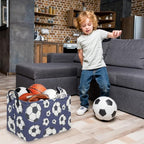 FXOLCSHE Rectangular Easter Soccer Basket,Kid's toy storage box,Collapsible waterproof college dorm laundry basket,Baby Nursery Hamper,Sports Boys soccer basket,Boys Soccer Room Decor(Soccers) - Image 3