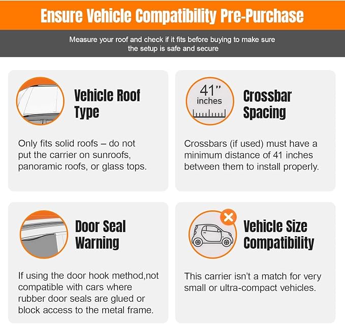 Sailnovo Rooftop Cargo Carrier roof Bag, 15 Cuft fit Cars with/Without Rack | Soft Waterproof Car Roof Bag,4 Tie-Down Straps, 4 Door Hooks,Foldable Car Top Carrier for Road Trip Camping Travel - Image 8