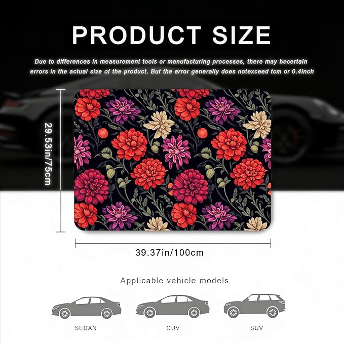 Car Trunk Mat - Universal Size 29" x 39", Floral Pattern Cargo Liner | Car Accessory for SUVs/Sedan/Wagons, Durable Protective Mat, Trunk Liner for Families/Travel Enthusiasts - Image 3