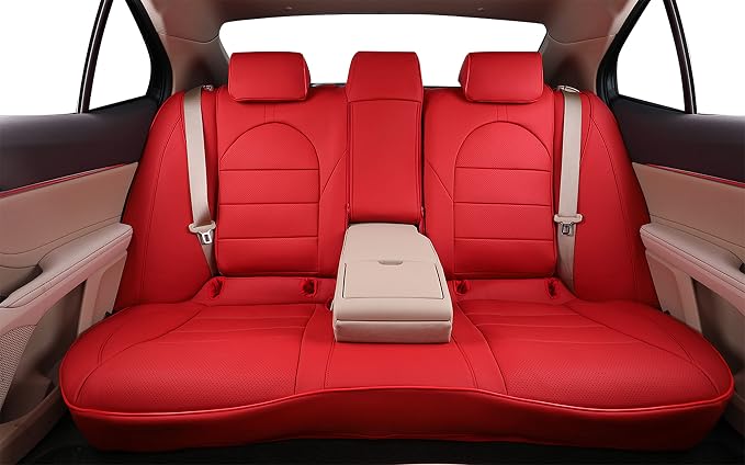 EKR Car Seat Covers for Toyota Camry 2018-2024 (Hybrid),Full Set | Custom Fit for Toyota Camry LE/SE 2018-2024 & SE Nightshade/Nightshade 2022-2024-Faux Leather(Red) - Image 6