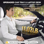 Wooden Car Tray Table with 360° Rotation, Height-Adjustable Car Desk for Laptop, Detachable Car Trays for Eating, Sturdy Steering Wheel Tray, Car Accessories Compatible with Tesla & Most Vehicles - Image 2