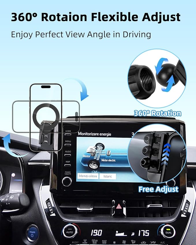 PZK Car Phone Mount for 2019-2026 Toyota Corolla/Corolla Cross 2022-2026 | 2019-2026 Corolla Hatchback Accessories 8-inch Screen Magsafe Magnetic Phone Holder Hands-Free 360° Rotation Not Block Vent - Image 4