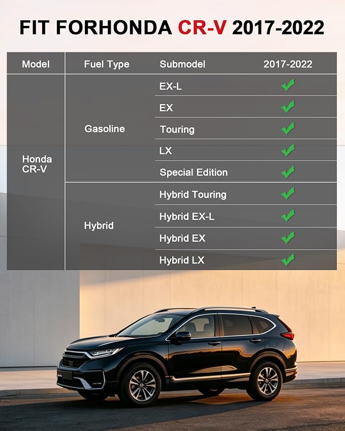 All Weather Floor Mats Fit for 2017-2022 Honda CR-V (Gasoline & Hybrid) | Custom Fit TPE Floor Liners Accessories for Honda CRV 1st and 2nd Row Full Set Car Mats - Image 2