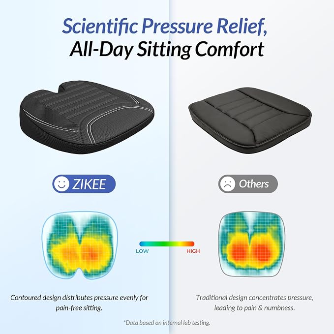 Wedge Car Seat Cushion for Tailbone Pain Relief & Better Visibility, Ergonomic Memory Foam Seat Cushion for Car with Breathable Channel Design, Fits Car, SUV, Truck, Non-Slip Mesh Cover - Image 3