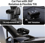 Socool Portable Car Fan Rechargeable Battery Opearated, Clip on Car Seat Headrest 360 Rotatable, 5-Speed Backseat Fans for Baby Rear Facing Cooling with Dual Air Outlets for SUV RV Truck - Image 5