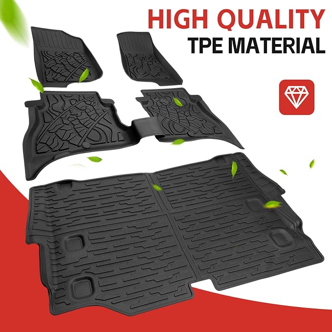 Cargo Mat with Floor Liner Compatible with 2021-2025 Jeep Wrangler JL Unlimited 4XE 4 Door, Cargo Liner TPE Floor Mat for 2024 Jeep Wrangler JL/JLU Accessories(Cargo Mat+Floor Mat) - Image 6