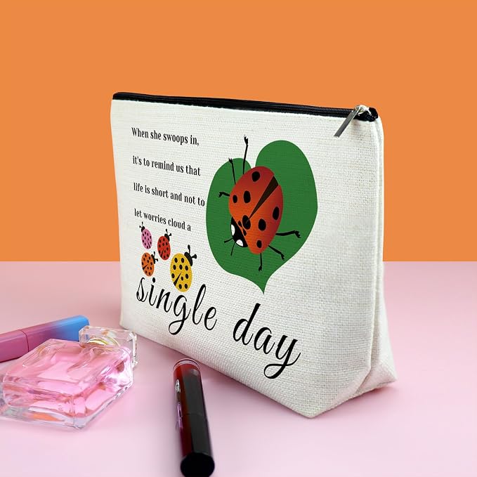 Ladybug Lover Gift Ladybug Makeup Bag Good Luck Ladybugs Gift for Women Inspirational Friendship Gift for Friends Lady Bug Cosmetic Bag Birthday Christmas Gift for Girls Daughter Travel Toiletry Pouch - Image 3