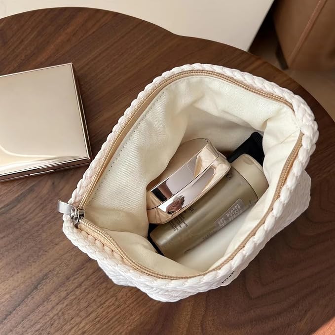 RSRSLEII Travel Makeup Bag, Cute Travel Toiletry Bag (01 Beige | Aesthetic Portable Cosmetic Bag with Zipper, Coquette Makeup Pouch, Skincare Bag Car Storage Bag for Women and Girls - Image 5