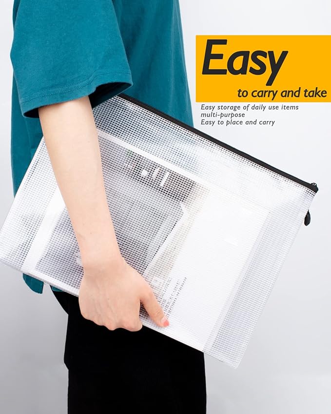 SUNEE Mesh Zipper Pouch 9.2x12.5 in (8 Colors, 48 Packs),Extra Large Water-Resistant Zip Bag for School Office Supplies, Puzzles & Games Organizing Storage - Image 7