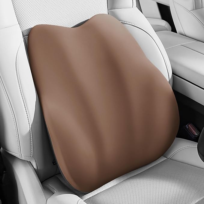 BEBAS Ergonomic Lumbar Support Pillow for Car, Memory Foam Car Back Cushion | Comfort Lumbar Pillow for Back Pain Relief, Breathable Washable Cover, Fits for Driving, Office, Wheelchair, Brown by BEBAS