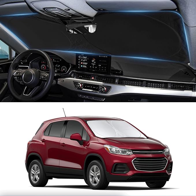 Windshield Sun Shade for Chevy Chevrolet Trax LS/1RS/LT/2RS/ 2013-2024 2026 | Foldable Front Window Sunshade Cover Blocks UV Ray by BOODANCARS