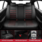 Fit Altima Car Seat Covers for Nissan Altima 2010-2024 2025 2026 - Upgraded Premium Waterproof & Breathable Leather, Airbag Compatible, All-Weather Seat Cushion Protector (Full Set,Black+Red) - Image 3