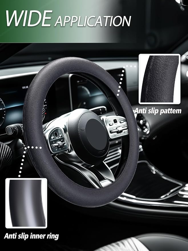 LRITER Car Steering Wheel Cover, Non-Slip Silicone Material, Grey | Multiple Color Choices, Universal Auto Parts Steering Wheel Cover, Suitable for Most Cars - Image 6