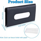 Car Tissue Holder, Universal Auto Napkin Case | Car Sun Visor Napkin Box, Premium PU Leather, Mask Holder for Vehicle, with Tissue Refill, Interior Accessories, Black - Image 2