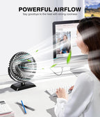 JZCreater USB Desk Fan, USB Fan Mini, 360 Rotation Desktop Fan with 3 Speed, Table Personal Cooling Fan, Quiet Mini Desk Fan, USB Powered, Small Fan for Home Office Bedroom Car Travel,Black+Black - Image 2