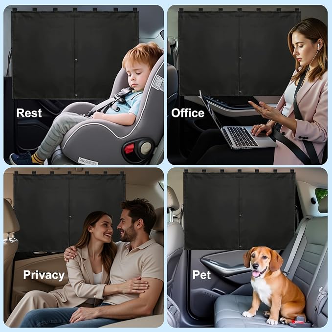 Magnetic Car Window Shades,2Pcs Side Window Sun Shade with 7 Strong Magnets | Double Layer Magnetic Car Sunshade for Baby,Full Covers/Half Shade Car Window Covers for Side Windows,Magnetic Car Curtains - Image 9