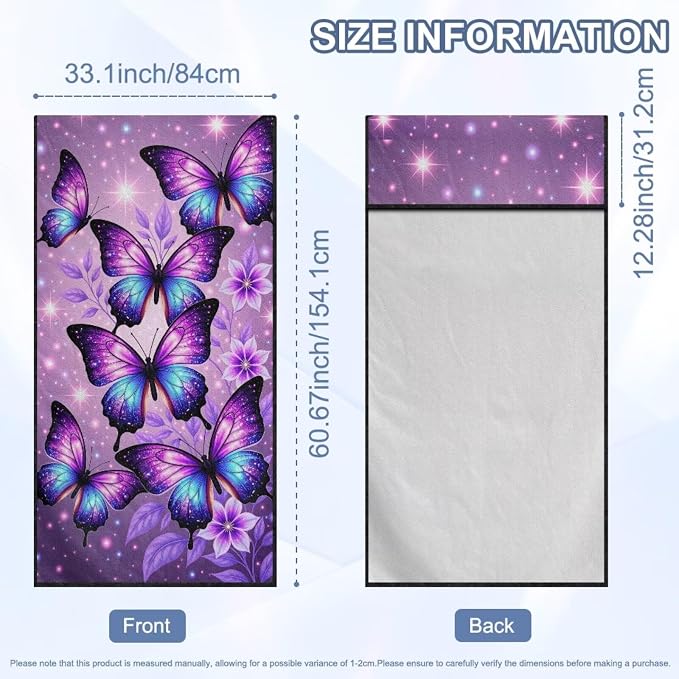 Butterfly Car Seat Cover Towel Universal Auto Interior Seat Towel | Purple Butterfly Auto Front Seat Cover Towel with Storage Bag Universal Car Interior Accessories for Gym Beach Yoga Towel - Image 7