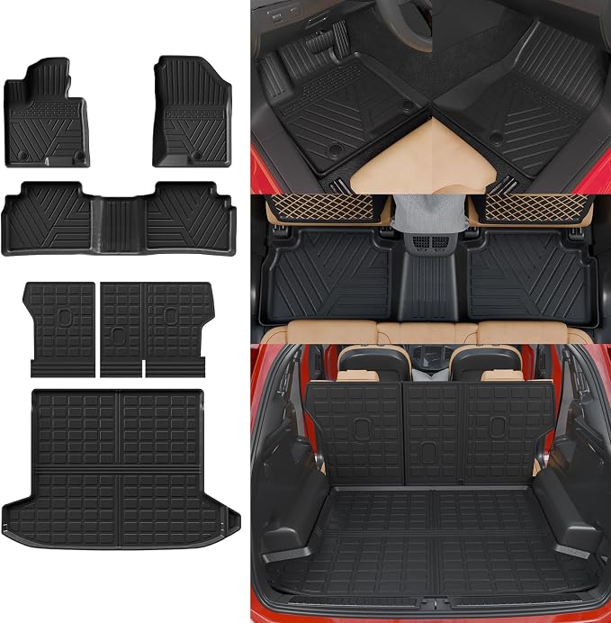 Floor Mats Set for 2022-2025 2026 Hyundai Tucson | NOT for PHEV & N-Line, Trunk Mat Cargo Liner Cargo Mat TPE All Weather Back Seat Cover Protector 2024 Tucson Accessories by Thinzyou