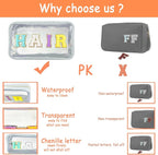 Bunliuys Chenille Letter Clear Makeup Bag Beach Patch, Travel Toiletry Makeup Bag with Handle, Nylon Waterproof Makeup Bags clear cosmetic bag, preppy patch makeup bag for Women (BEACH-Orange) - Image 4