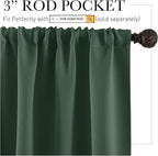 RYB HOME Small Window Curtains 45 inches Length for Kitchen Cafe Bathroom | Room Darkening Curtains & Drapes, Energy Saving, Thermal Insulated, For Kids Bedroom, W42 x L45, Dark Green, 2 Panels - Image 2