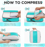 OlarHike 10 Set Compression Packing Cubes for Travel Essentials,Compressible Expandable Space Saver Bags for Organizing Clothes,Luggage Suitcase Garment Bags with Over 1000 pcs Mesh Holes(Blue Green) - Image 3