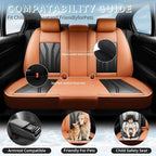 Fit Yaris Premium Leather Car Seat Covers for Toyota Yaris 2007-2019 2020 - Waterproof，Breathable，All-Weather Seat Cushion Protecto & Airbag Compatible, Full Set Orange&Black - Image 3