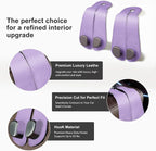 CoBak Purse Hook for Car - Universal Premium Stitched Leather and Aluminum-Magnesium Alloy Double Car Seat Back Storage Hook for Purses, Handbags, Bags (2 Pack),Amethyst Purple - Image 2